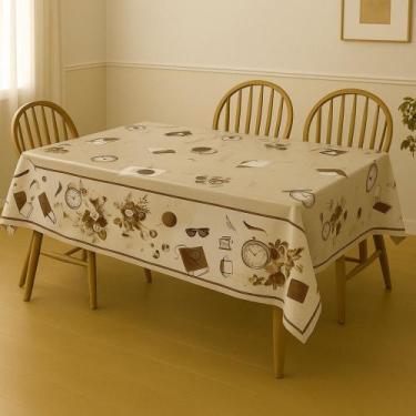 Imagem de Toalha De Mesa Dubai Bege Mod7113b Rolo 1,37x20m Vinil PVC - Plast.co