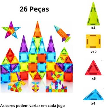 Imagem de Brinquedo Magnético Blocos De Montar Construção Educativo Infantil 3D 