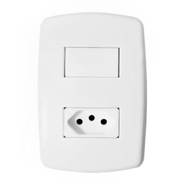 Imagem de Interruptor Simples + 1 Tomada Unidade 2p+t 10a Com Placa - Dc-8100-15