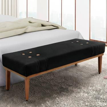 Imagem de Recamier Gênova 90cm em Suede com Estrutura de Madeira Maciça Estofado Preto para Quarto e Sala