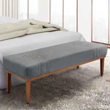 Imagem de Recamier Gênova 140cm em Veludo com Estrutura de Madeira Maciça Cinza para Quarto e Sala