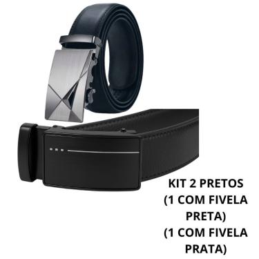 Imagem de Cinto Masculino Automático Kit OEM Couro Sintético 3 e 5cm Preto e Marrom com Fivela de...