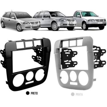 Imagem de Moldura De Painel 2 Din Vw Gol Saveiro Parati G4 - Preto e Prata - Aut