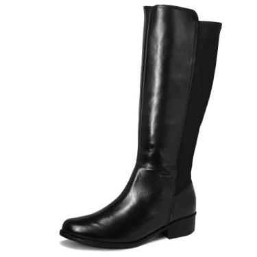 Imagem de Bota Montaria Feminina Conforto Couro Salto Bottero 345801, Preto, 36