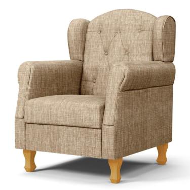 Imagem de Poltrona De Amamentação Com Pés De Madeira Letícia Linho Bege Escuro - Phoenix