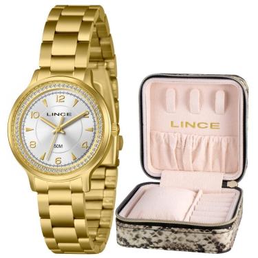 Imagem de Kit Relógio Lince Feminino Dourado - LRGH303L36 S2KX