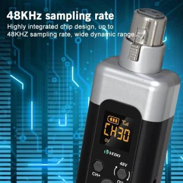 Imagem de Conversor Microfone Sem Fio Uhf 1 Transmissor 2 Receptor 48v Preto E P