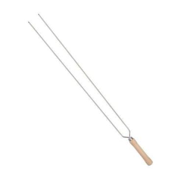 Imagem de Espeto para Churrasco Espeto Duplo Fino 75CM Cromado em Arame de Aço c