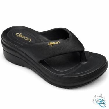 Imagem de Sandalia Chinelo Plataforma Dijean Feminino Confortavel Original Cor:O