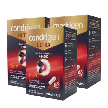 Imagem de Kit 3 Condrigen Ultra Colágeno não Hidrolisado Tipo 2 + MDK 60 Cáps Maxinutri-Unissex