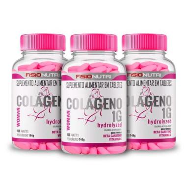 Imagem de 3x colageno woman 1g hydrolyzed com vit c 120tab fisionutri - FiSIO NU