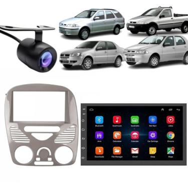 Imagem de Central Multimídia Automotiva Android Auto Palio G2 7 Touch Screen Bluetooth Wi-fi GPS Moldura e Câmera de Ré Cinza