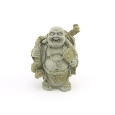Imagem de Estátua Buda Rindo com Saco cor Cimento Resina 9 cm - Amém Decoração R