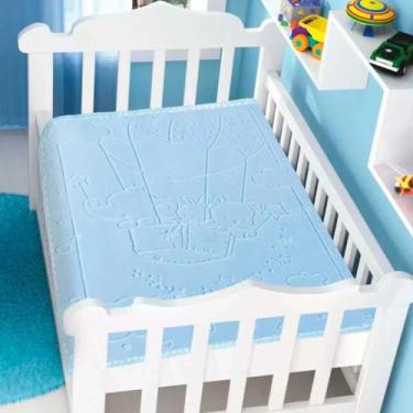 Imagem de Cobertor Infantil 80x110m  Texture Azul Jolitex Balão