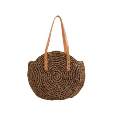 Imagem de Bolsa De Praia Feminina Tote Em Palha Com Alças De Material Sintético 