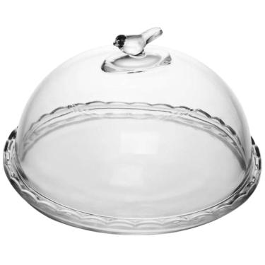 Imagem de Queijeira Bird 20cm Com Tampa Cristal Wolff Elegante Mesa Posta Servir Café da Manhã