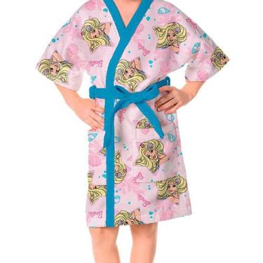 Imagem de Roupão Infantil Aveludadoo Barbie Lepper Quimono, G