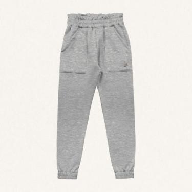Imagem de Calça Infantil Menina Em Moleton Lurex com Bolso Fakini, Cinza, 4, Men