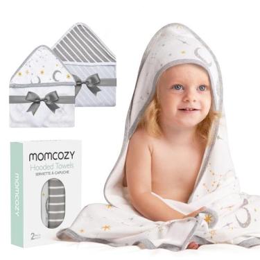 Imagem de Toalha de bebê Momcozy com capuz Starry Sky 35x35in, pacote com 2 paco
