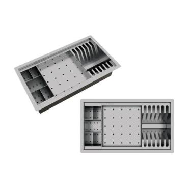 Imagem de Escorredor Embutido Equipado Inox Calha Úmida Basic 3 Módulos 43cm