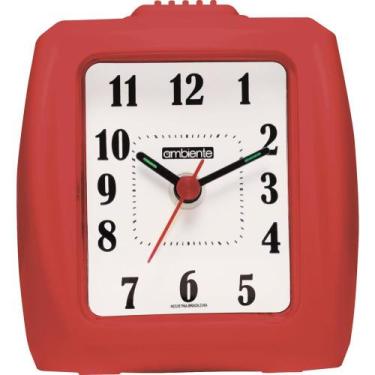 Imagem de Despertador Quartz Ambiente Ref: 1600-044 Vermelho Retangular