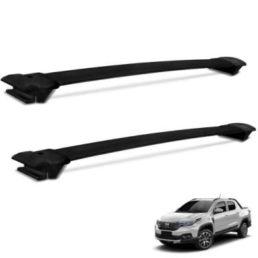 Imagem de Rack de Teto Travessa Fiat Strada 2020 a 2026 Alumínio Preto Larga - T