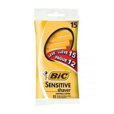 Imagem de Barbeador descartável Sensitive Shaver Amarelo 15 unidades - Bic