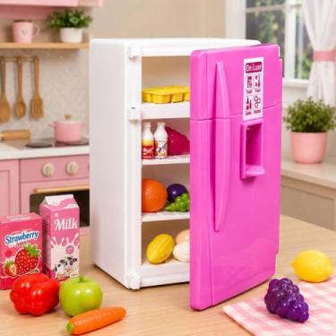 Imagem de Geladeira Infantil Dispenser Agua Cozinha Menina Brinquedo - Lua de Cr