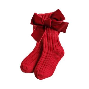 Imagem de Meias De Natal Para Meninas, Até O Joelho, Em Algodão, Com Laço, Aquec
