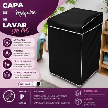 Imagem de Capa para Máquina de Lavar PVC Impermeável Tamanho P Preta com Tampa P