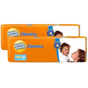 Imagem de Kit c/ 2 pct Fralda Pom Pom Clássica Mega XXG - 2x32 fraldas