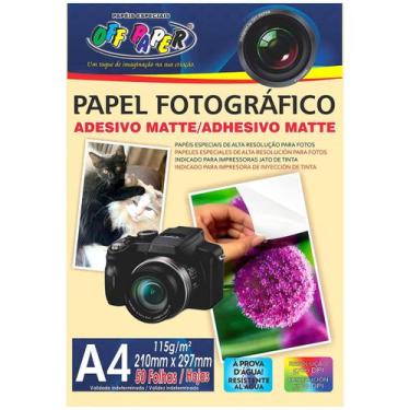 Imagem de Papel Fotográfico Adesivo Matte 115g A4 Off Paper Branco Fosco Alta Re