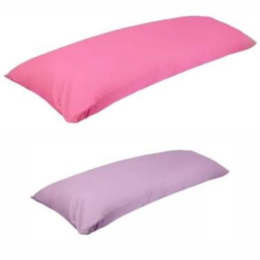 Imagem de Kit 2 Travesseiro De Corpo Com Fronha 100% Algodão Fibra Siliconada Pink Lilas