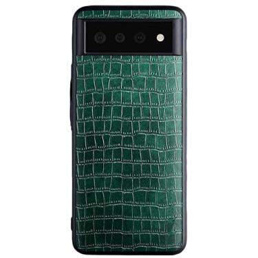 Imagem de Capa para Google Pixel 6/6 Pro, estampa clássica de crocodilo de couro PU antiqueda proteção traseira capa fina protetora à prova de impacto, verde, 15 de 16,3 cm