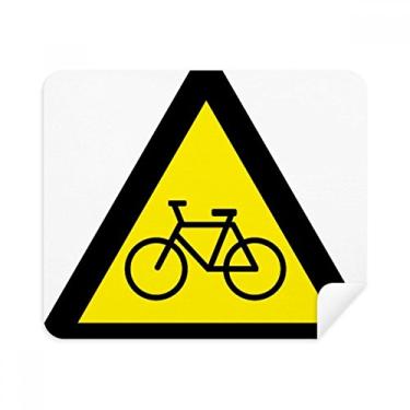 Imagem de Warning Symbol Pano de limpeza de tela amarelo preto bicicleta triângulo 2 peças tecido de camurça