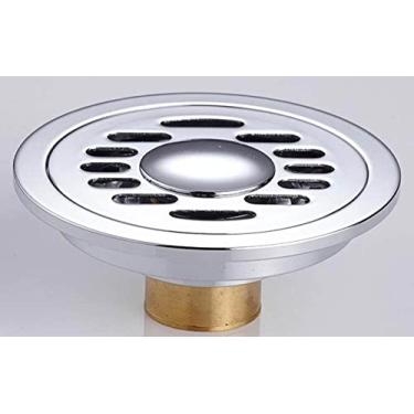 Imagem de 10 cm redondo latão ralo banheiro banheiro anti-bloqueio ralo de piso grande deslocamento varanda esgoto desodorante dreno de piso, s, prata, uso duplo