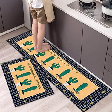 Imagem de Conjunto de tapetes de cozinha, conjunto de 2 tapetes de cozinha macios acolchoados à prova d'água tapetes de borracha antiderrapante à prova de óleo, tapete de banheiro, tapete de área para corredor, 40 x 119 cm + 40 x 119 cm