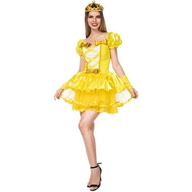 Imagem de Fantasia de Princesa Adulta Vestido A Bela e A Fera Com Coroa e Luva G 42-44