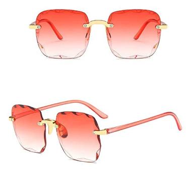 Imagem de Classic Vintage Square Sunglasses Woman Gradient Mirror Frameless Sun Glasses Female Retro Fashion Rimless Oculos De Sol,Double Red,china
