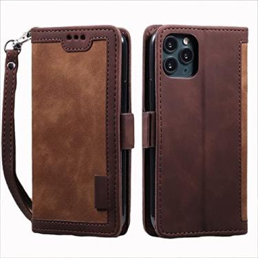 Imagem de GSYH Capa carteira para iPhone 13 Pro Max/13 Pro/13/13 Mini, capa flip de proteção magnética com compartimentos para cartão Kickstand proteção de câmera à prova de choque, TPU, marrom, 13 15,1 cm