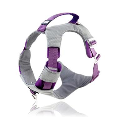 Imagem de Foern Arreio macio para cães, arnês para cães sem estrangulamento com faixa refletora ajustável para cães médios grandes buldogue Golden Retriever Husky, roxo, M
