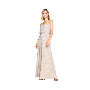 Imagem de Adrianna Papell Vestido feminino com contas Art Déco, Prata/nude., 44