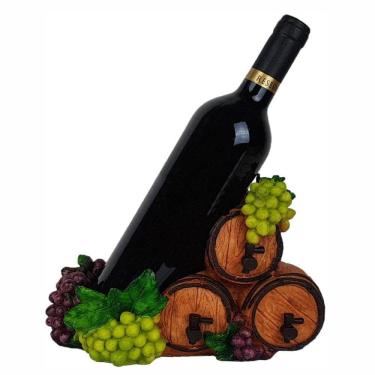 Imagem de Porta vinhos Barril com Cachos de Uvas porta garrafa.