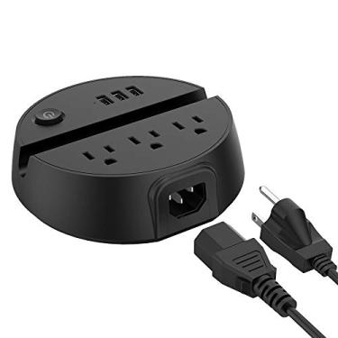 Imagem de Tira de alimentação para mesa de cabeceira com USB - NTONPOWER 3 saídas 3 USB estação de carregamento, cabo de extensão de 1,5 m com controle de interruptor e suporte para telefone/tablet para casa, navio de cruzeiro, hotel e escritório (preto)