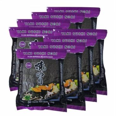 Imagem de Alga Nori P/ Sushi Temaki Yaki Nori Purple 50Fls (Kit Com 8) - Gw