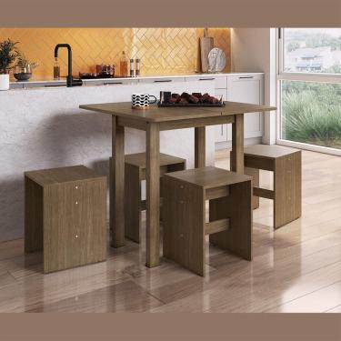 Imagem de Mesa Dobrável MDF 4 Banquetas Baixas Ameixa Negra Lilies Móveis