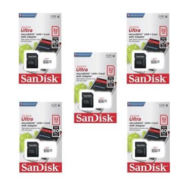 Imagem de Kit 5 Cartão De Memória Micro Sd Class 10 32Gb Sandisk Ultra