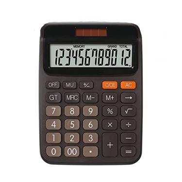 Imagem de Calculadora padrão básico de 12 dígitos para mesa com grande visor LCD e botão sensível, energia solar e bateria dupla para escritório, escola, casa (preto)