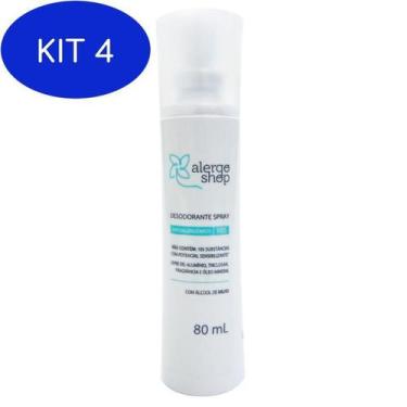 Imagem de Kit 4 Desodorante Spray Sem Perfume Hipoalergênico 80ml - Alergoshop