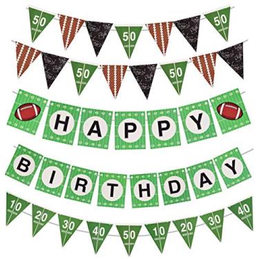 Imagem de Bandeira de aniversário de futebol americano, lembrança de festa de aniversário de futebol, artigos de festa temáticos de futebol para aniversário, aniversário, aniversário de crianças, decoração de festa de aniversário de futebol, decoração de banner esportivo para meninos e meninas